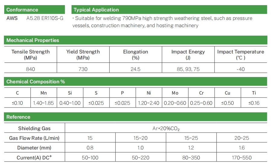 Carbon Steel Solid Welding Wire ER110S-G